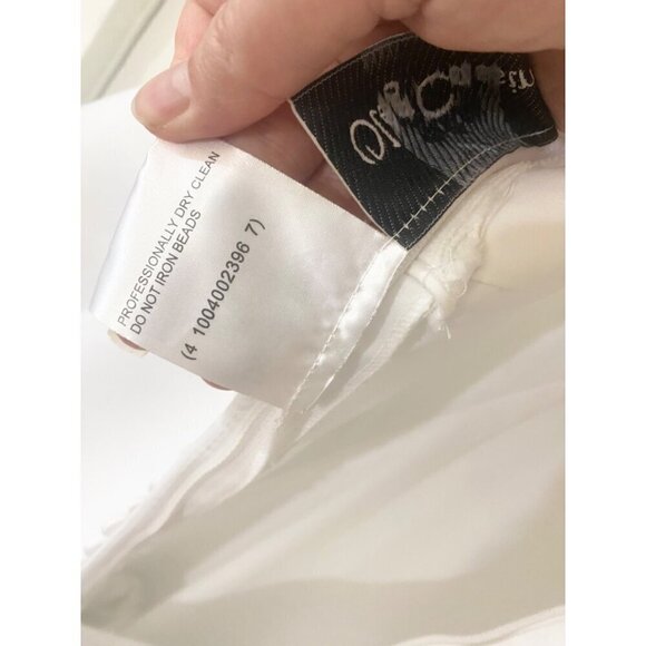 Oleg Cassini Women's A Line Caviar Beaded Weddiing Dress With Train - 20 - Picture 10 of 16